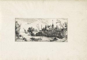 Paysage fluvial avec un canot - Cornelis Claesz van Wieringen (possibly)