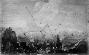 Naufrage contre un rocher - Cornelis Claesz  van Wieringen