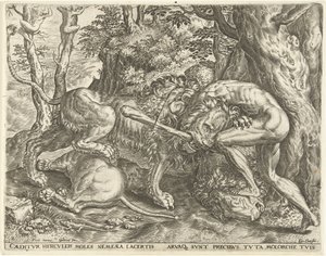 Hercule étrangle le lion de Némée (Travaux d