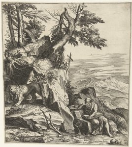 Paysage avec Jérôme lisant - Cornelis Cort