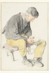 Homme assis lisant, tourné vers la droite - Cornelis Dusart