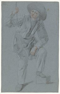 Garçon debout tirant sur une corde - Cornelis Dusart