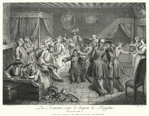 La Rancune coupe le chapeau de Ragotin (gravure) - Cornelis Engelbrechtsen