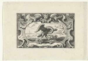 Vignette avec un pélican nourrissant ses petits de son propre sang - Cornelis Galle (II) (attributed to)