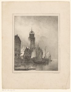 Voiliers accostant en ville - Cornelis Gerrit Verburgh