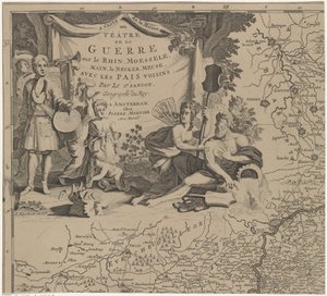 Carte de la Meuse ou Théâtre de la Guerre sur le Rhein, Moessele, Mayn, le Necker, Meuse avec les pais voisins