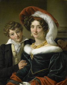 Rudolphina Wilhelmina Elizabeth de Sturler (1798-1873), deuxième épouse du comte Johannes van den Bosch, avec leur fils Richard Leeuwenhart - Cornelis Kruseman (attributed to workshop of)