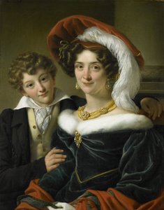 Rudolphina Wilhelmina Elizabeth de Sturler (1798-1873), deuxième épouse du comte Johannes van den Bosch, avec leur fils Richard Leeuwenhart, 1829 - Cornelis Kruseman