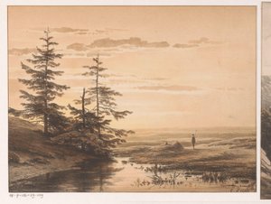 Paysage avec coucher de soleil