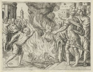 Les Philistins brûlent la femme et le beau-père de Samson - Cornelis Massijs