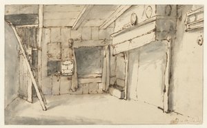 Chambre vide avec un foyer