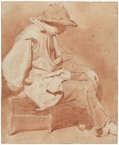 Homme assis portant une casquette, la main gauche sur le genou, face à droite - Cornelis Pietersz. Bega
