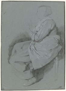 Femme assise, de profil à gauche, portant un tablier - Cornelis Pietersz. Bega