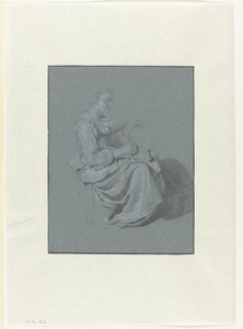 Femme assise, de profil à droite, avec une cruche dans la main droite - Cornelis Pietersz. Bega
