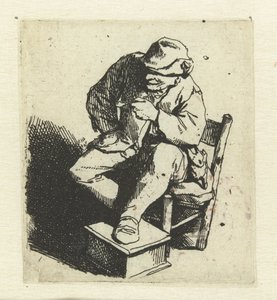 Paysans assis avec une pipe dans la main gauche - Cornelis Pietersz. Bega