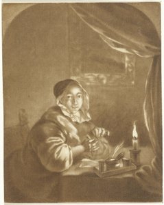 Dame à la lumière de la bougie - Cornelis Ploos van Amstel (signed by artist)