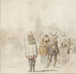 Compagnie élégante sur la glace