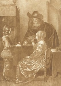 Seigneur et dame avec page - Cornelis Ploos van Amstel (signed by artist)