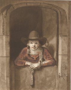 Garçon appuyé sur une porte - Cornelis Ploos van Amstel (signed by artist)