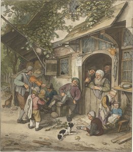 Violoniste devant une auberge