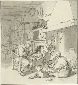 Famille de paysans près de la cheminée - Cornelis Ploos van Amstel