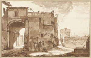 Porte avec voyageur et mulet