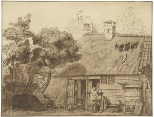 Dessinateur devant une ferme - Cornelis Ploos van Amstel