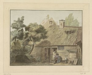 Dessinateur devant une ferme