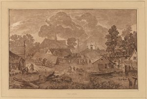 Village avec étang - Cornelis Ploos van Amstel