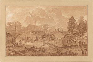 Village avec étang - Cornelis Ploos van Amstel