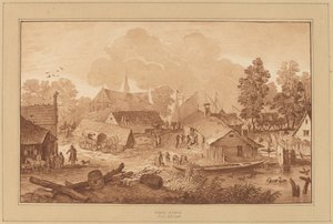 Village avec étang - Cornelis Ploos van Amstel