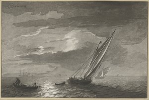 Paysage marin avec pleine lune