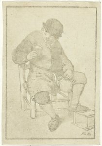 Paysanne assise avec une cruche - Cornelis Ploos van Amstel