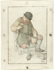 Paysanne assise avec une cruche - Cornelis Ploos van Amstel