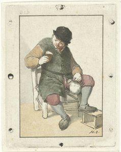 Paysans assis avec une cruche - Cornelis Ploos van Amstel