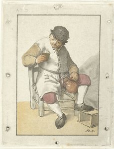 Paysans assis avec une cruche - Cornelis Ploos van Amstel