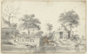 Ferme avec grange au bord de l