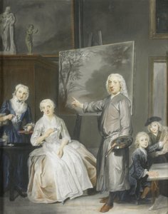 Le peintre paysagiste Dirk Dalens III (1688-1753) avec sa deuxième épouse Maria Schaack (décédée en 1766) et les enfants Anna (née en 1725), Willem (1737-60) et Jacobus (1741-63) - Cornelis Troost