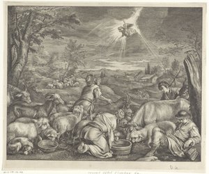 Abraham part pour Sichem / Annonce aux bergers - Cornelis Visscher (II)