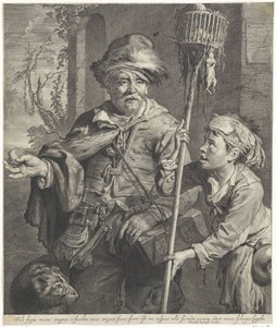 Le joueur de flûte de Hamelin avec son serviteur - Cornelis Visscher (II)