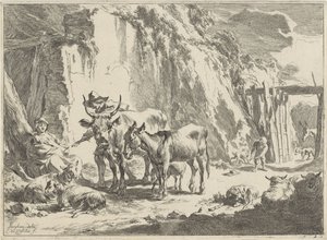 Paysage avec femme nourrissant son enfant (Paysages) - Cornelis Visscher (II)