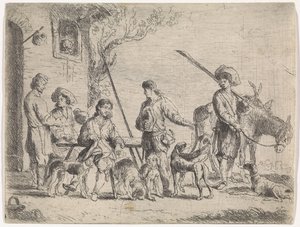 Chasseurs devant une auberge - Cornelis de Wael