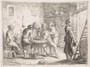 Une femme quitte une auberge - Cornelis de Wael
