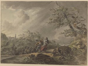 Voyageurs surpris par une tempête près du Château Doorwerth - Cornelis van Hardenbergh