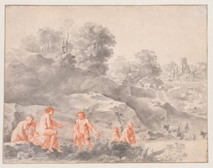 Nus dans un Paysage (peut-être Diane et Callisto) - Cornelis van Poelenburch