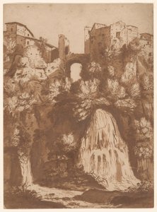 Vue de Tivoli avec le pont sur la cascade de l
