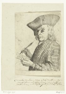 Autoportrait avec plume et dessin - Cornelis van den Berg