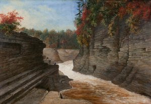 Gorge de rivière, automne - Cornelius Krieghoff