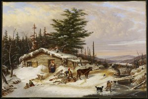 Maison en rondins du colon - Cornelius Krieghoff