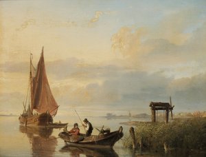 Bateaux de Pêche au Coucher du Soleil - Cornelis Springer
